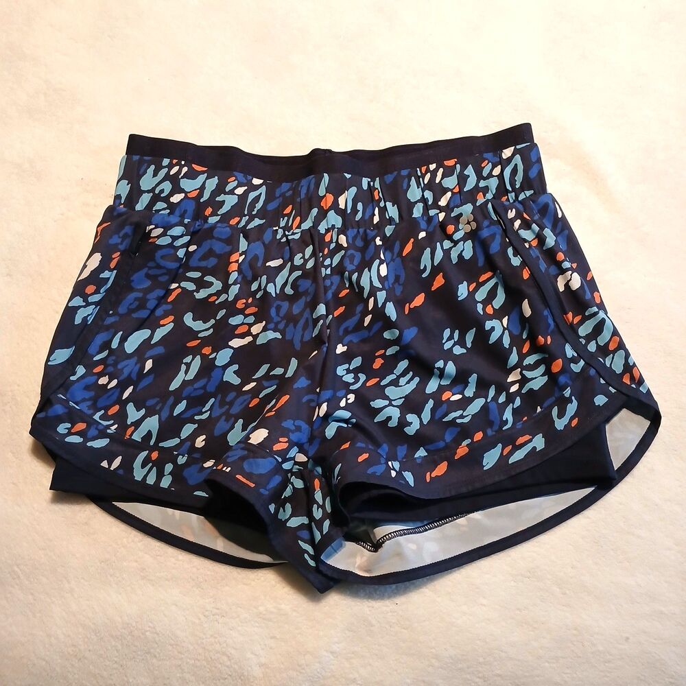 Sweaty Betty Blue Print On Your Marks Running Athletic Workout Shorts Size M
